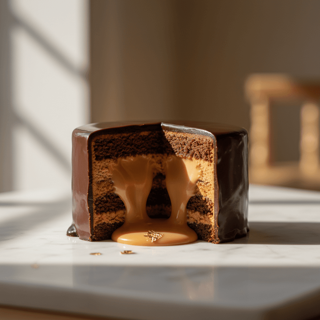 Gâteau moderne au chocolat avec détails géométriques